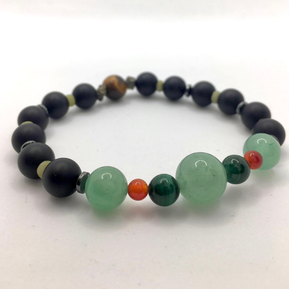 Green aventurine malachite onyx pyrite carnelian tiger eye hematite bracelet